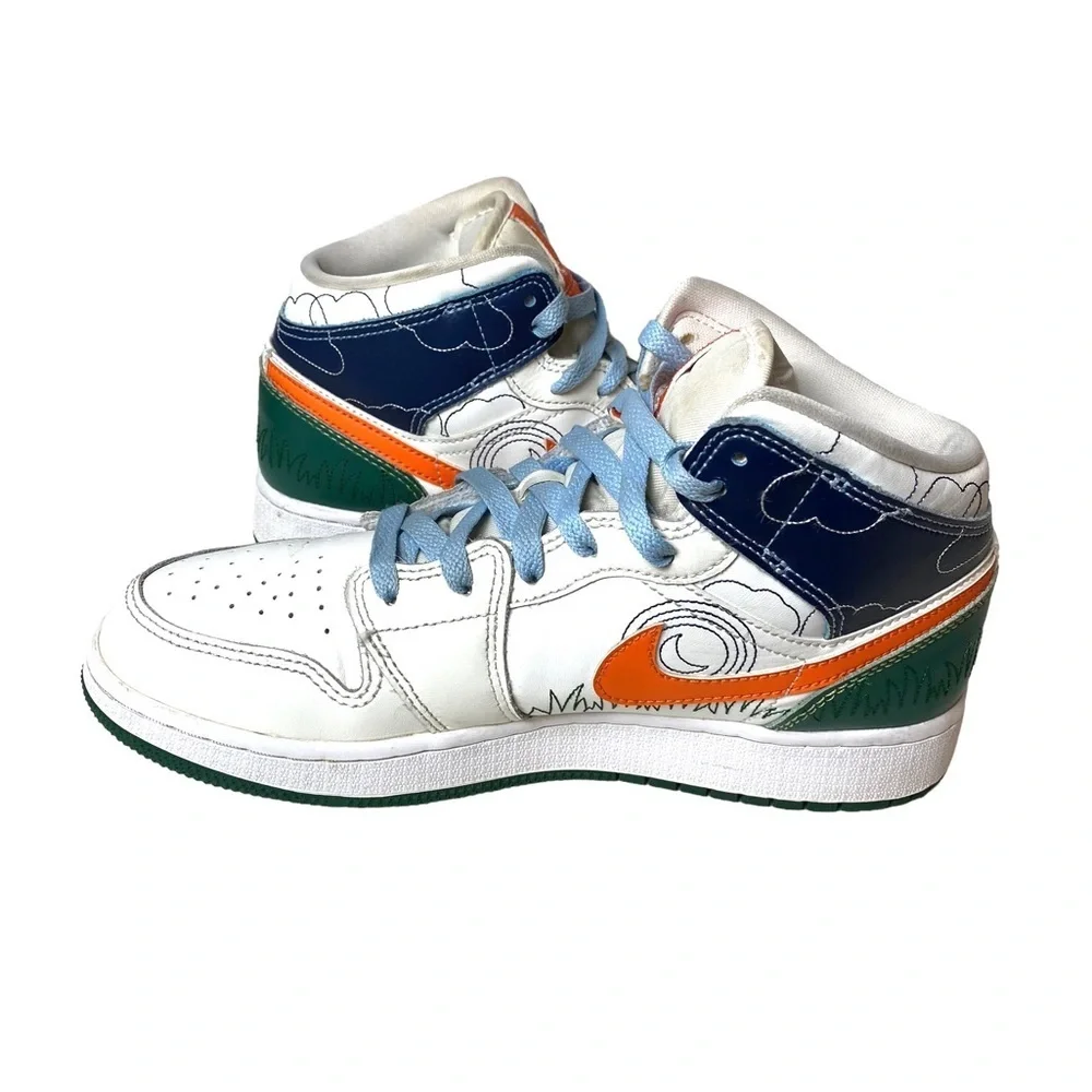 Nike Air Jordan 1 Mid SE GS Size 6.5Y 'STITCH'‎ Sail/Orange DX2462-100
